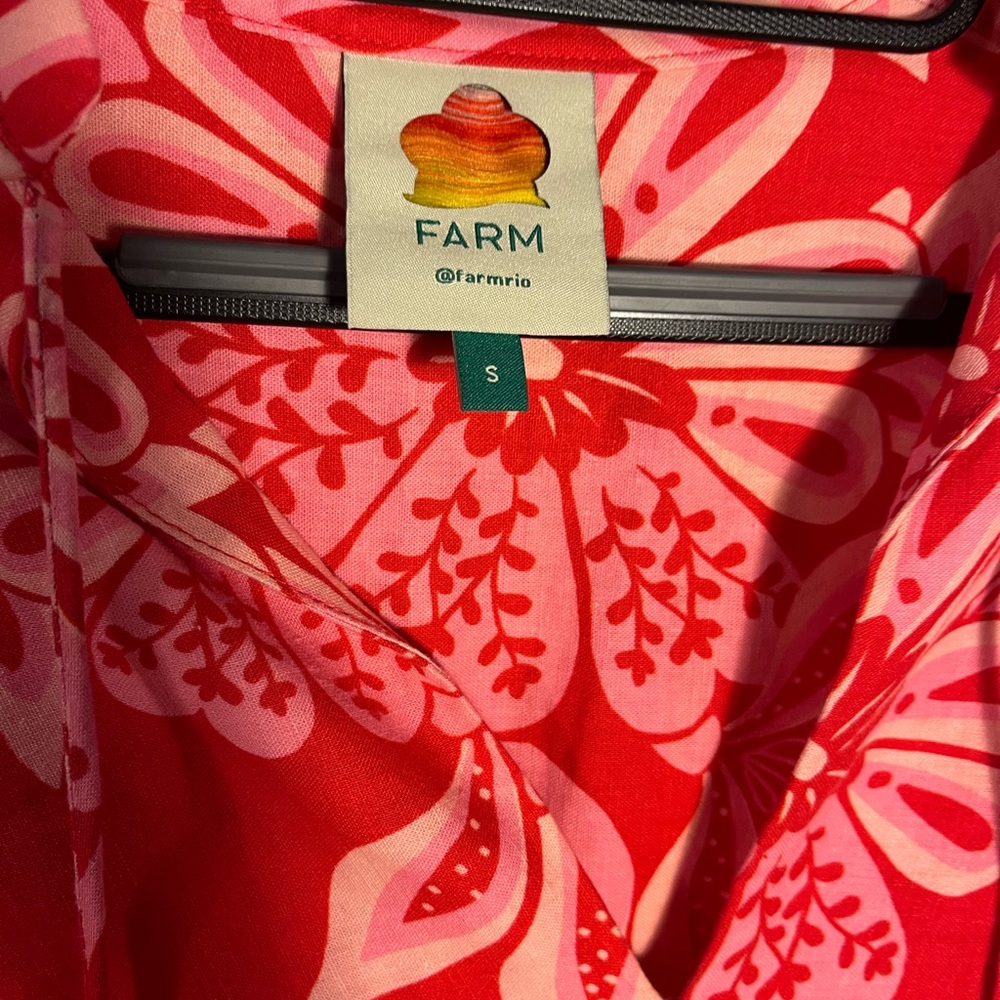 FARM Rio Red and Pink Floral Midi Dress size Small - Picture 5 of 7